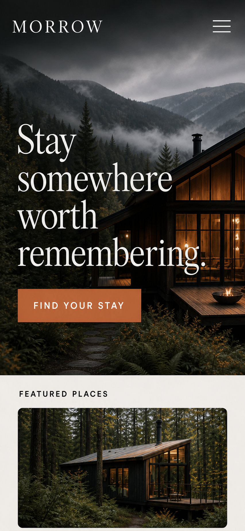 Morrow homepage with a dedicated mobile layout